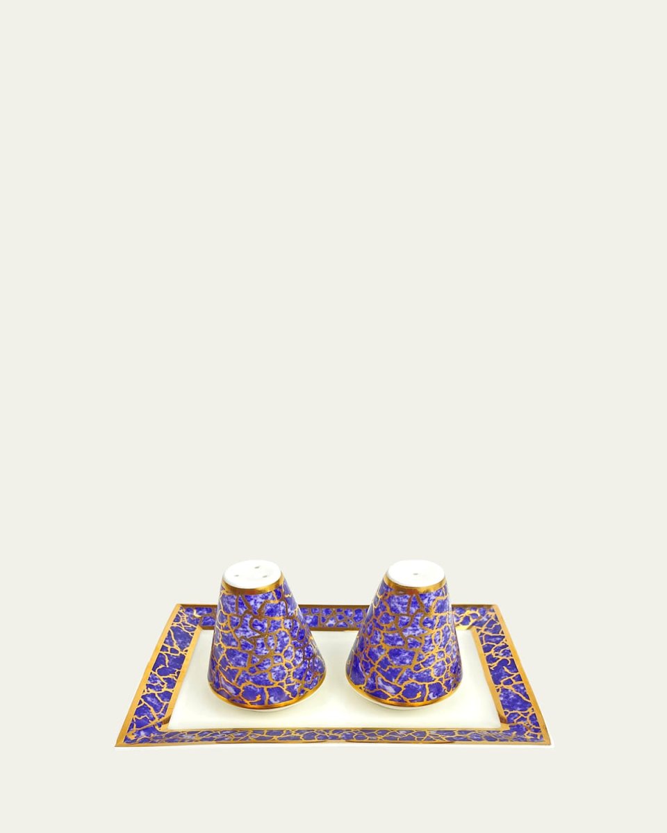 Amalfi Blue Salt & Pepper With Tray